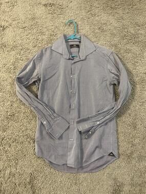 Circle Of Gentlemen Shirt Mens 16 Blue Geometric Dress Long Sleeve Button Front